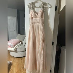 Bridesmaids dress, light pink glittery dress